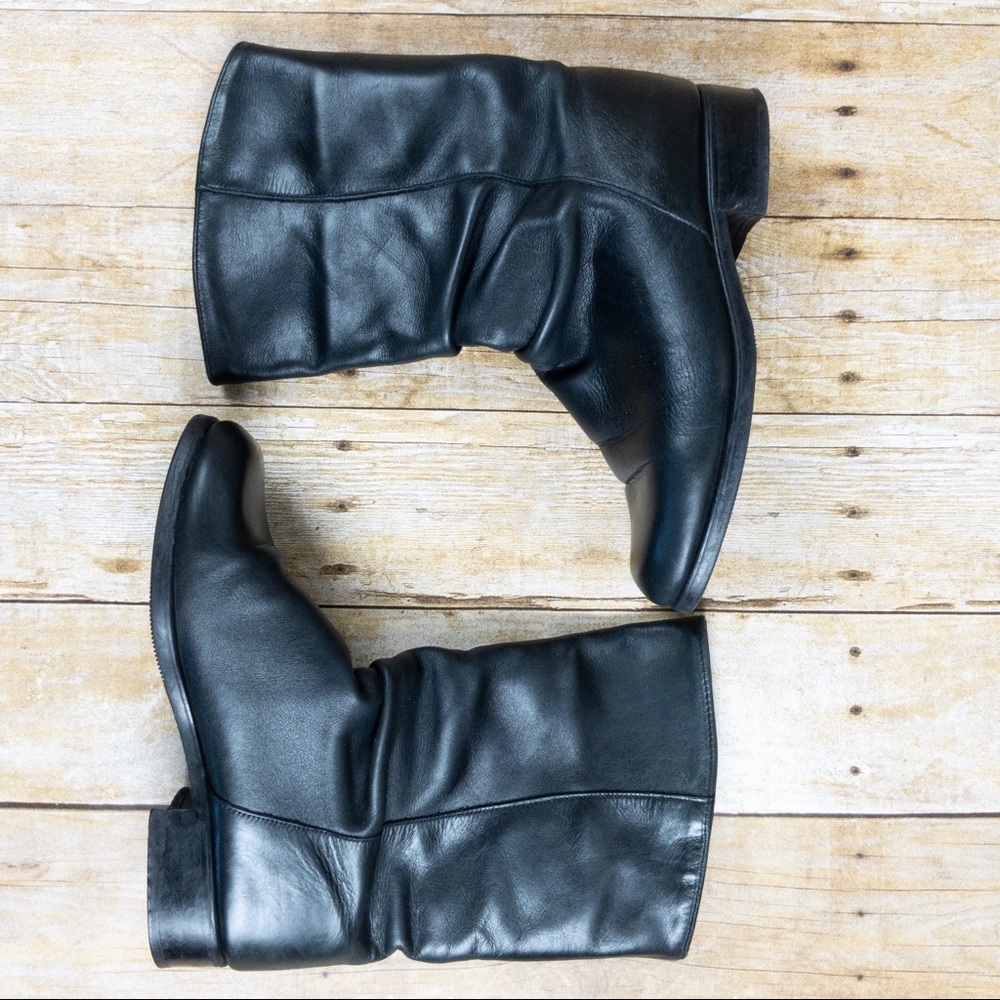 Santana Canada Boots Mid Calf Leather Black  8.5